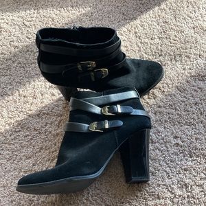 INC black suede boots